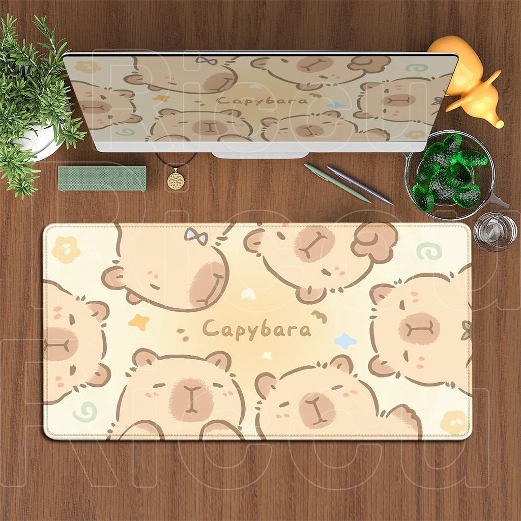 Kawaii Anime Capybara Mouse Mat Keyboard Pad Table E-sport Gamer Cabinet Desk Mousepads Locking Edge Notebook Rubber Accessories