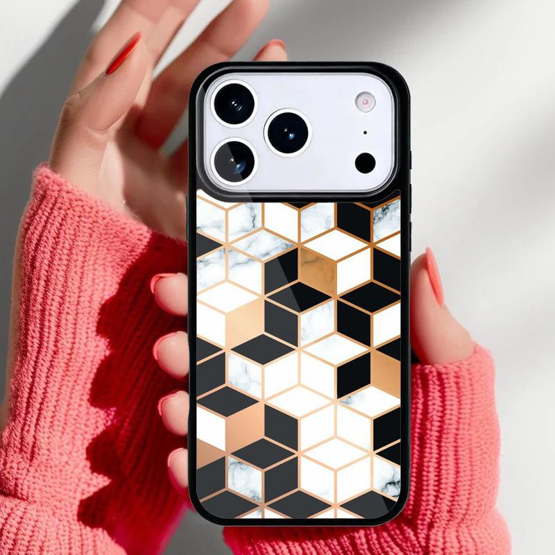Marble Geometric Art Phone Case for iPhone 17 16 15 14 13 Pro Max Back Cover for 12 11 Pro Coque
