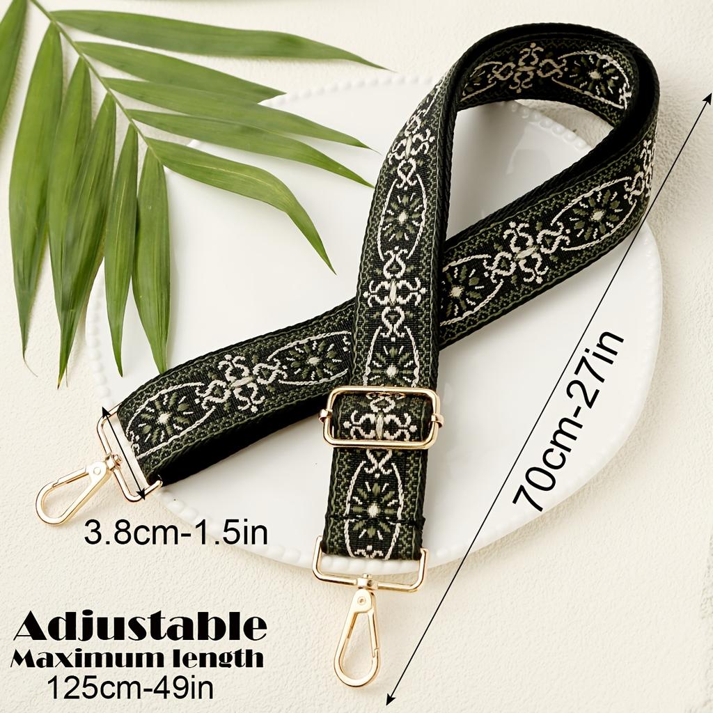 3.8cm Wide Retro Pattern Detachable Adjustable Shoulder Strap, for Crossbody Bag Handbag Tote Bag Travel Bag Waist Pack Camera Strap Replacement