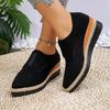 Модная женская обувь на танкетке, осенняя новинка, замшевая обувь с острым носком, глубоким вырезом, толстой подошвой, противоскользящая, износостойкая, низкая