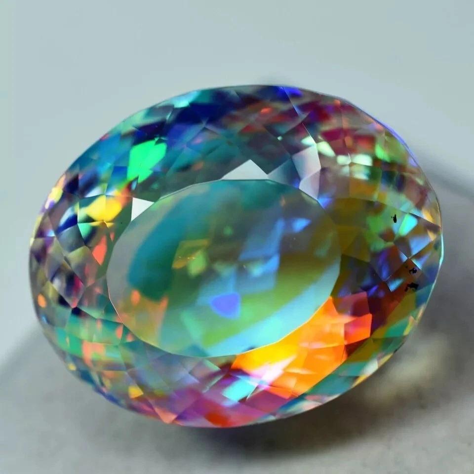 Natural Rainbow Color Mystic Topaz Oval 75 Ct Fabulous Certified Loose Gemstone