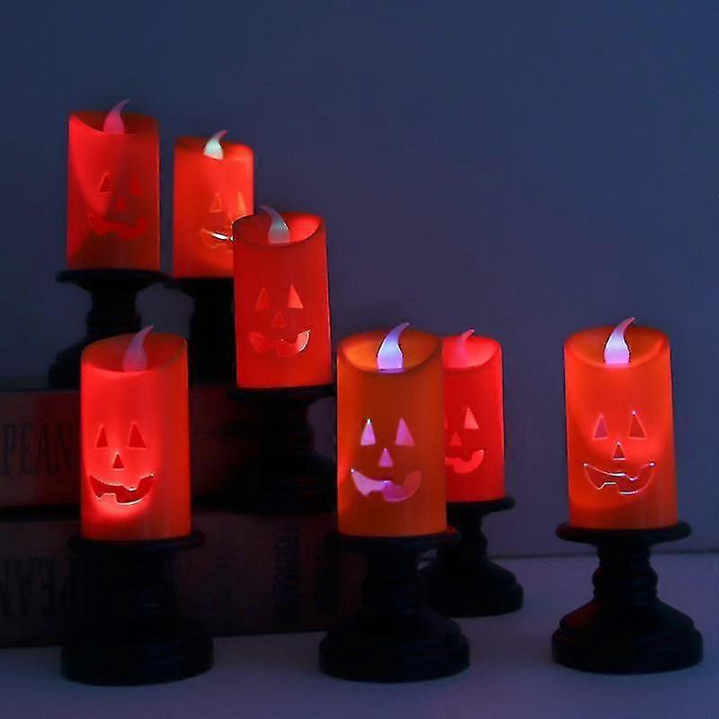 4pcs Halloween Candle Light, Led Candlestick Lamp, Halloween Party Decoration A - RIpj