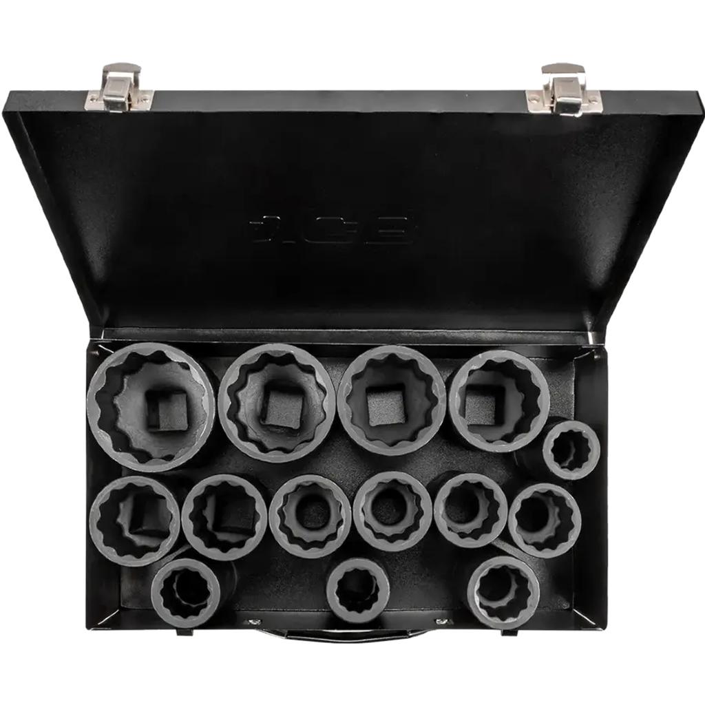 JCB 1" Cr-Mo 12-point Deep Impact Socket Set 14 Pieces