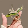 Chinese Style Elegant  Green Enamel Wings Crane Clouds Brooches For Women Girls Flying Birds Lapel Pins Party Jewelry