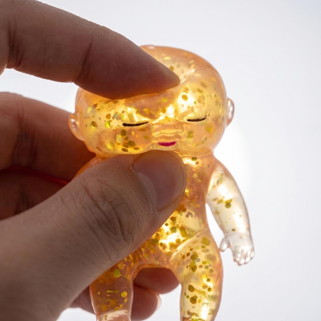 14cm Soft Glitter Doll Toy for Stress Relief and Sensory Play Suitable for Children and Adults Squeezable Figure Doll