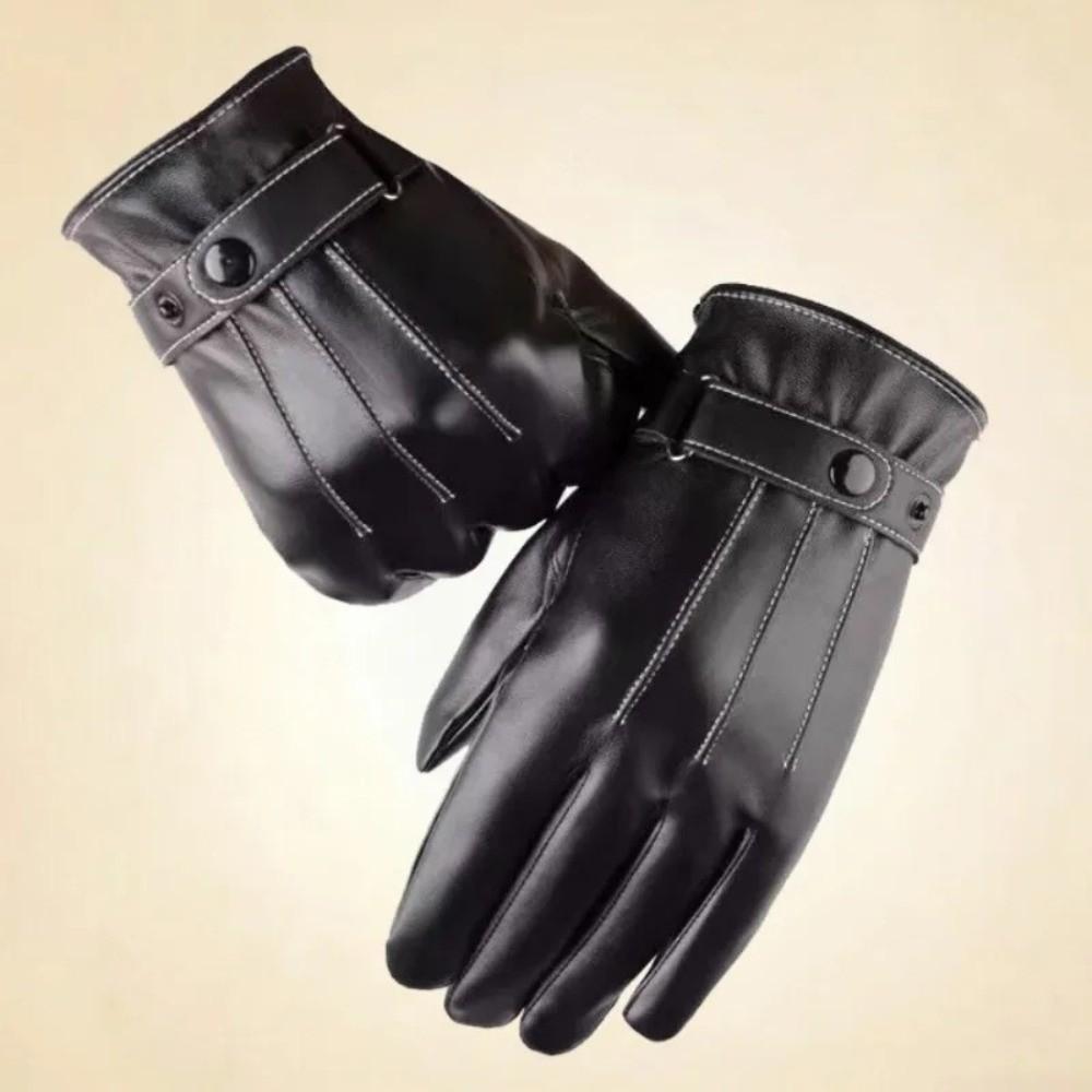 Warm Leather Gloves Non-Slip Driving Mittens High Quality Full Finger Gloves Men