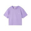 Casual Solid Color Logo Short Sleeve Round Neck T-Shirt Women Tops Purple DA0324-563