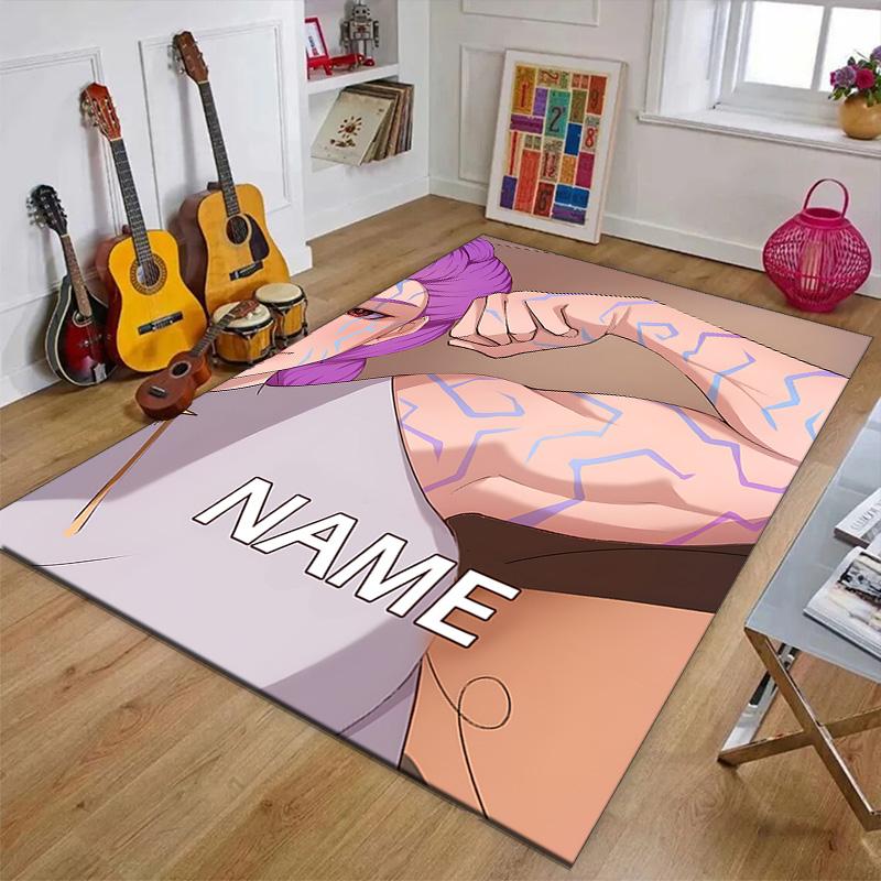 Custom KPop Demon Hunters Mat Personalized Name, Polyester Washable Indoor Entryway Rug, Gift for Christmas, Easter, Thanksgiving Day