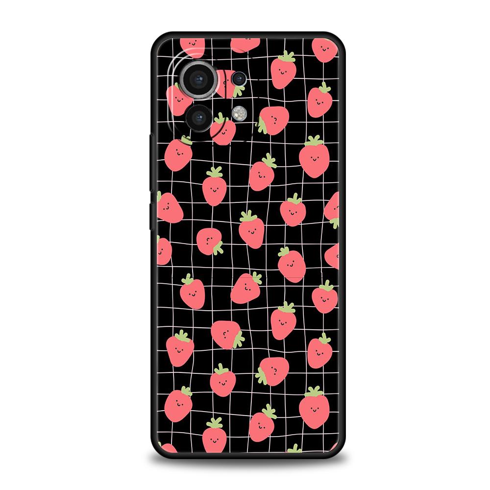 Чехол для телефона для Xiaomi Mi 17 Pro Max 15 14 13 12 11 Ultra 15T 14T 13T 12T Pro Lite Мягкий ТПУ Милый Клубничный и Мелкий Цветочный Розовый