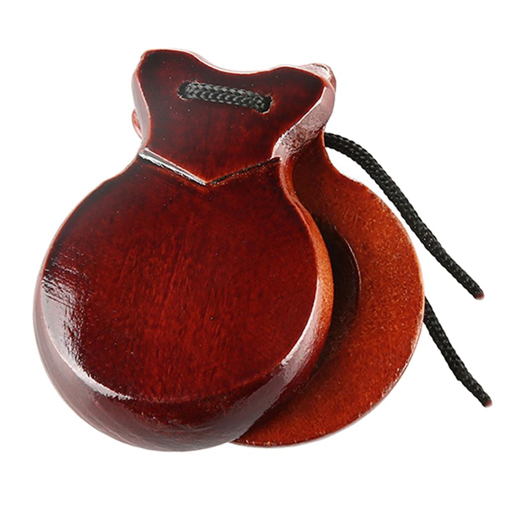 2 Pcs Spanish Castanets with String Traditional Flamenco Castanets Wood Percussion Orff Music Instrument Easy To Play