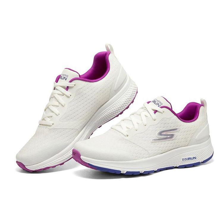 Skechers Go Run Постоянные Удобные Амортизирующие Прочные Низкие Кроссовки для Бега Женские кроссовки Белый Фиолетовый 128277-WPR