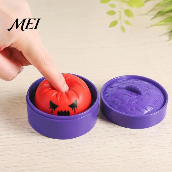 Steamed Bun Stress Relief Toy Dumpling Squeeze with Purple Steamer, Creepy Squeezing for Halloween, Home Office Relaxation Ball Fidget Desk Toys