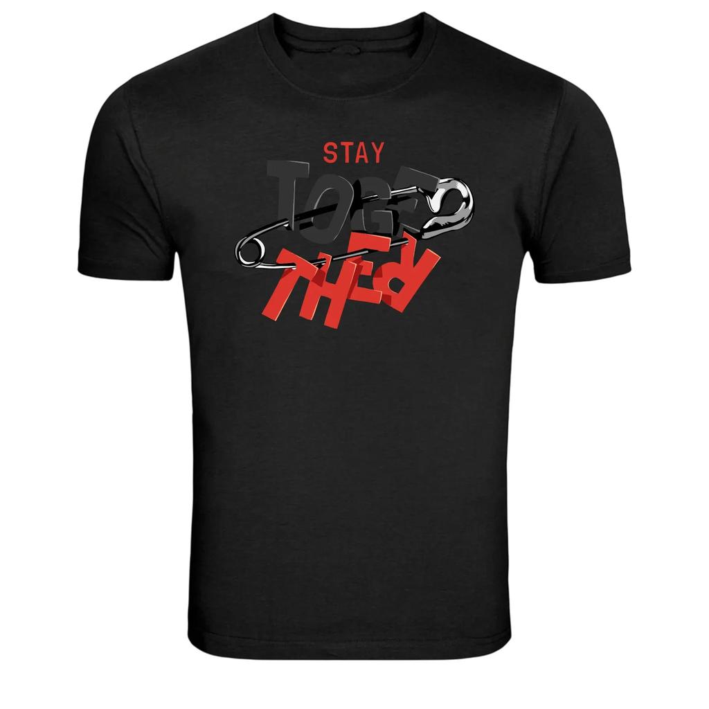 Stay Together Safety Pin Typography Graphic T-Shirt
