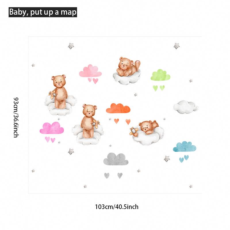 Настенные наклейки Мультяшный медведь Облака Звезды Сердца Декор детской комнаты Настенное искусство для детской Гостиная Домашняя наклейка на стену Съемный декор для стен