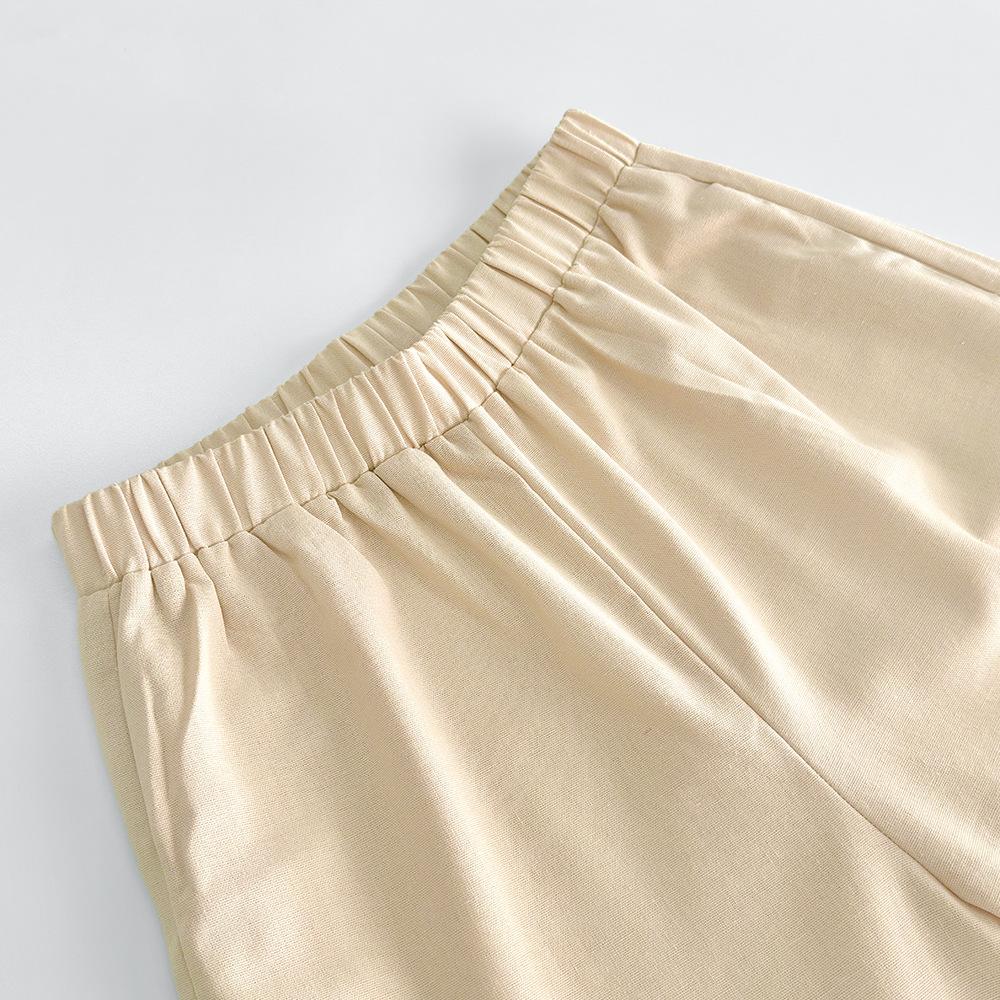 Горячая Распродажа Хлопково-Льняной Однотонный Комплект Весна Лето Повседневный Женский Жилет С Разрезами Длинные Брюки Костюм-Двойка