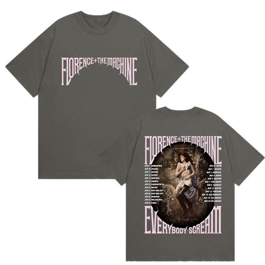 2026 Summer Florence The Machine Everybody Scream Tour Graphic T Shirt Unisex Women Vintage Harajuku Cotton TShirt Streetwear