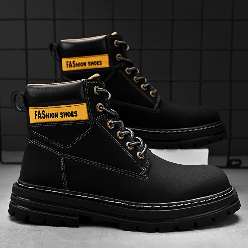 Осень и зима новая обувь мужская рабочая с высоким берцем большого размера из натуральной кожи ревеня ботинки Мартина с хлопком для сохранения тепла