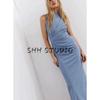 Spring New Women's Clothing Fashion Style Silm Ruched Decorative Stand Collar Sleeveless Midi Skirt Dress 4772305