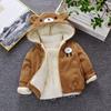 Children's Warm Cotton-padded Winter Thick Coat Cute Bear Shape Baby Corduroy Hooded Zip Jacket