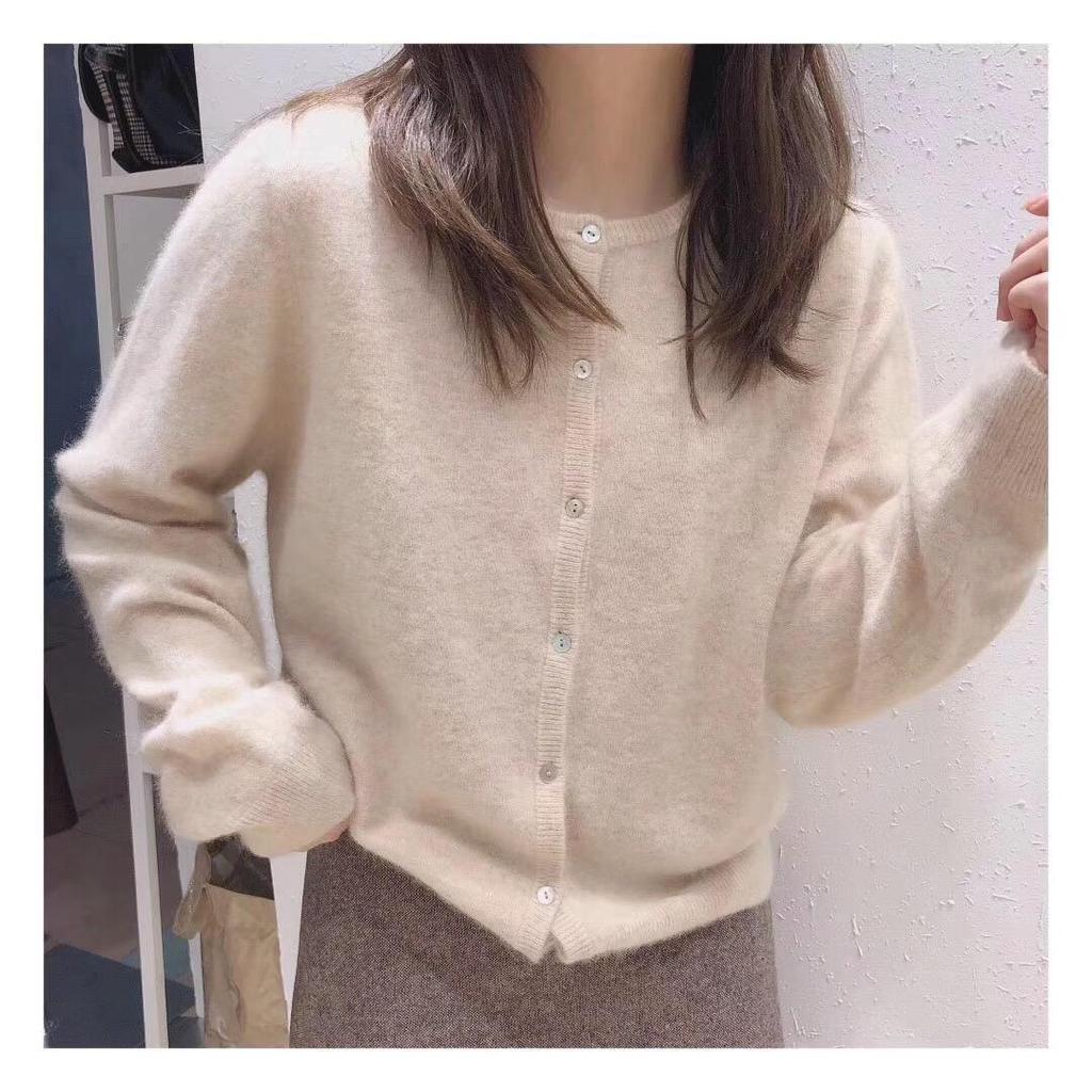 Solid Color Knitted Women Cardigan Korean Single Breasted Long Sleeve Jumper Woman Round Neck All Match Cardigans Outwear