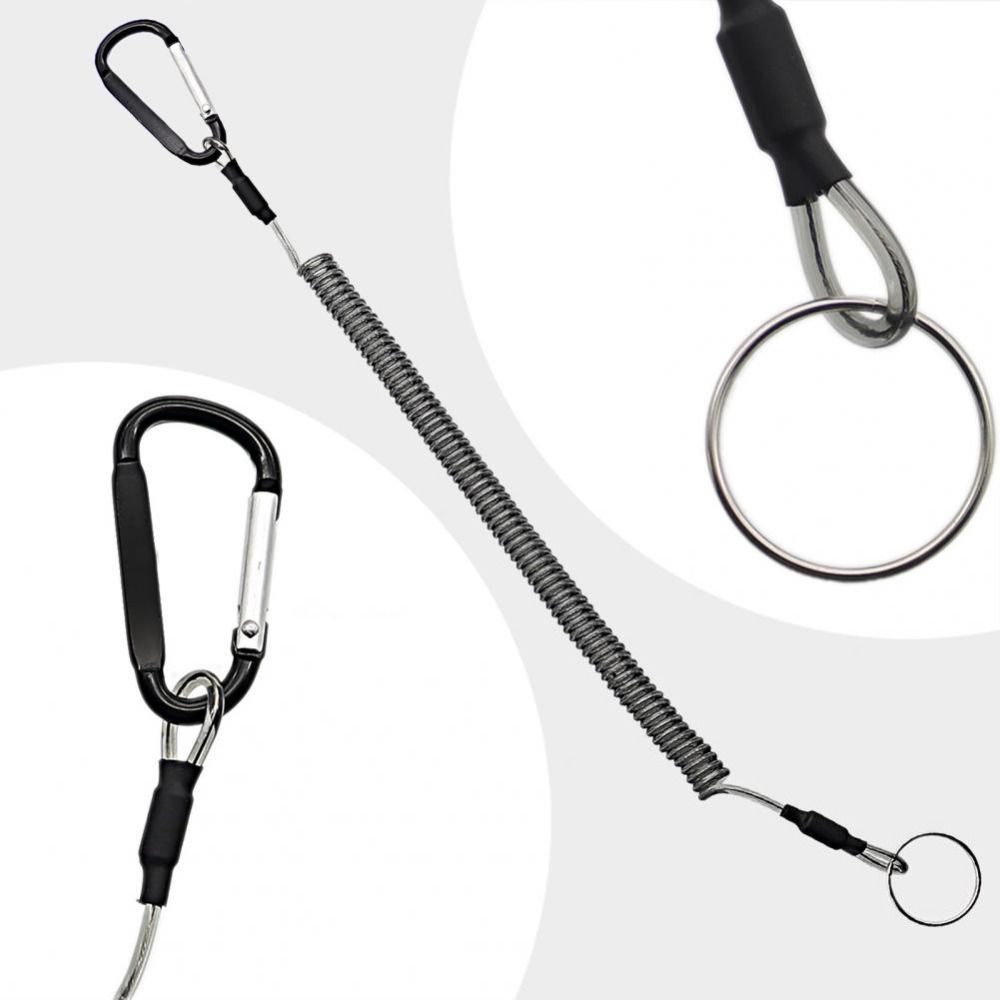 Carabiner Outdoor Key Cord Safety Rope Spring Elastic Rope Spiral Coiled Lanyard Fishing Lanyards