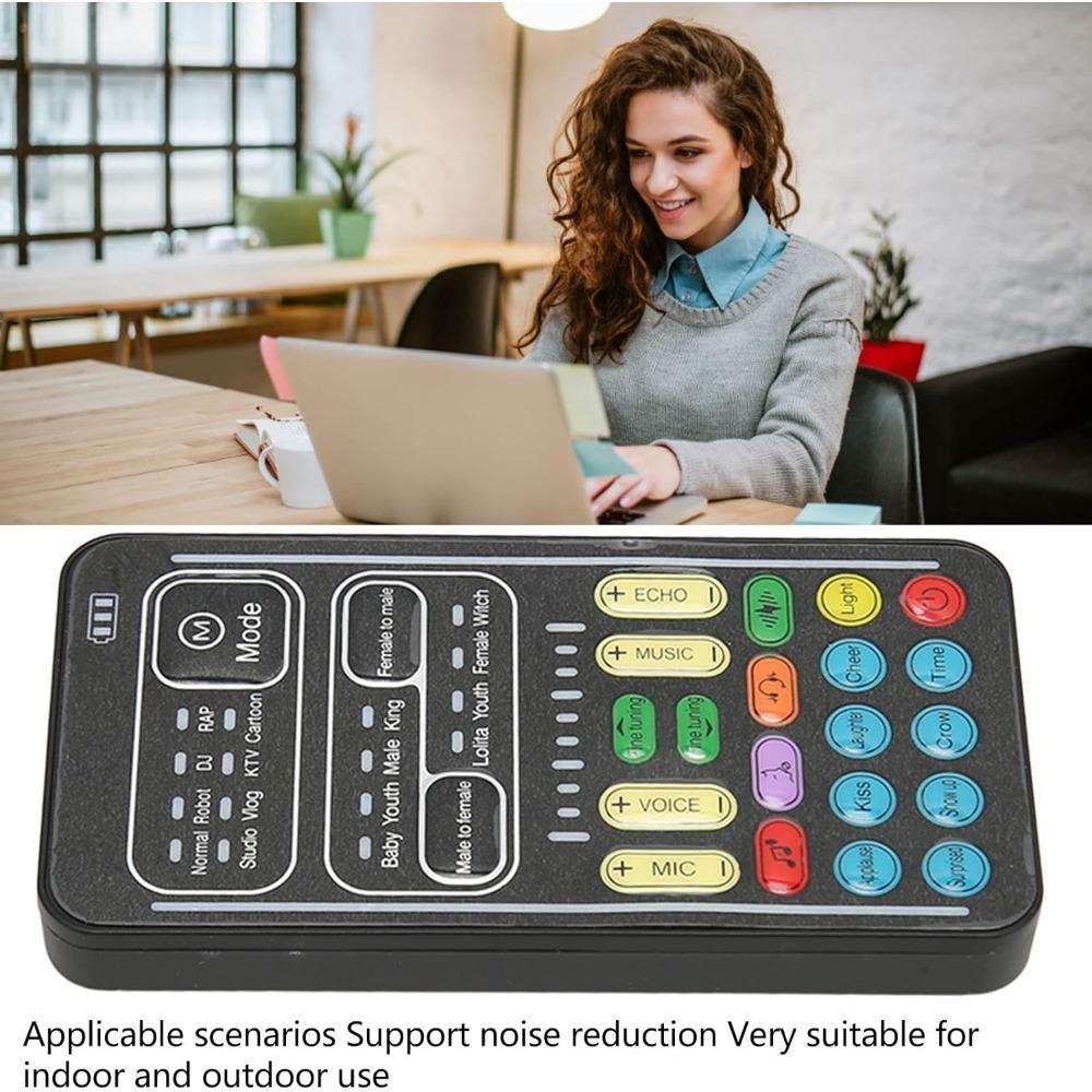 Voice Changer, Portable Handheld Sound Card with Multiple Voice Effects for PC Gaming and Live Streaming