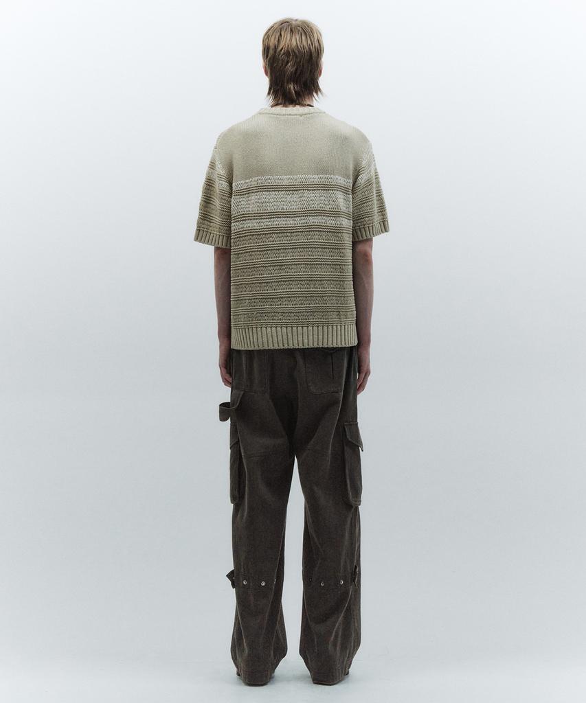 INSILENCE Striped Crew Neck Knit Yellow Green