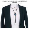 Men Western Vintage Cowboy Black Stone Agate Bolo Ties Rodeo Dance Bootlace Tie Necktie