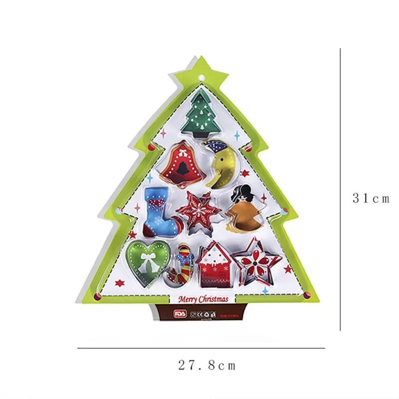 10Pcs/set Christmas Cookie Cutter Stainless Steel Cut Candy Biscuit Mold Cooking Tools Christmas Theme Cutters Baking Mold