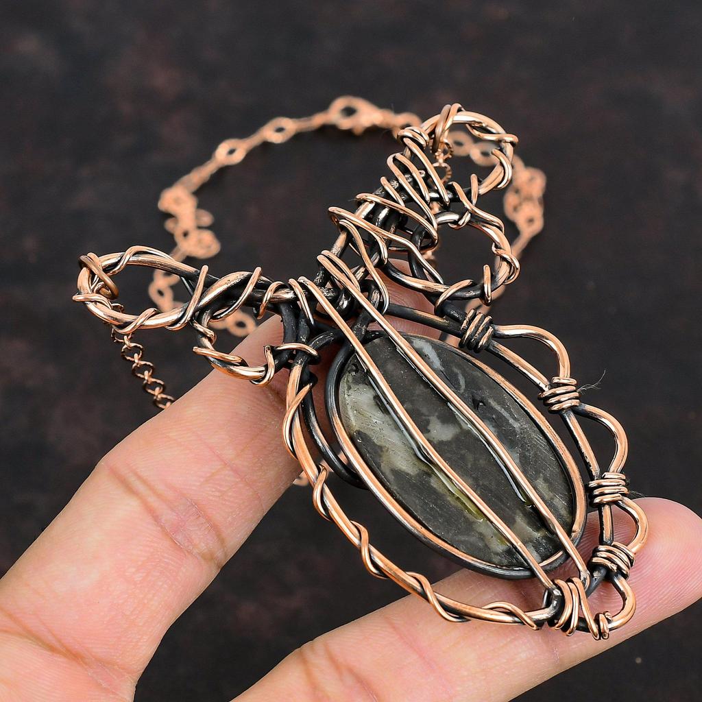 Ожерелье из бирюзы белого буйвола, ожерелье из медной проволоки, регулируемое ожерелье из цепочки ручной работы, медные украшения, ожерелье из драгоценных камней для подарков