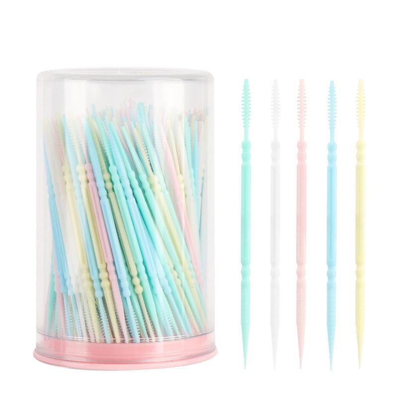 300/шт Зубочистка-щетка Пластиковая зубочистка Двусторонняя Одноразовая Бытовая Межзубная щетка Для чистки зубов Зубная нить
