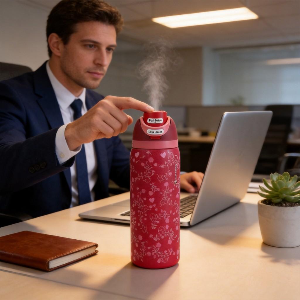 Double Wall Stainless Steel Travel Mug With Leak Proof Lock For Office And Outdoors