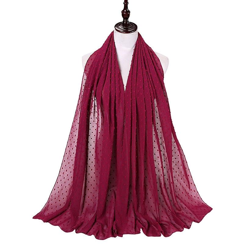 Solid Pearl Chiffon Hijab Scarf Woman Muslim Hijab Shawls Ladyies Ethnic Islamic Turban