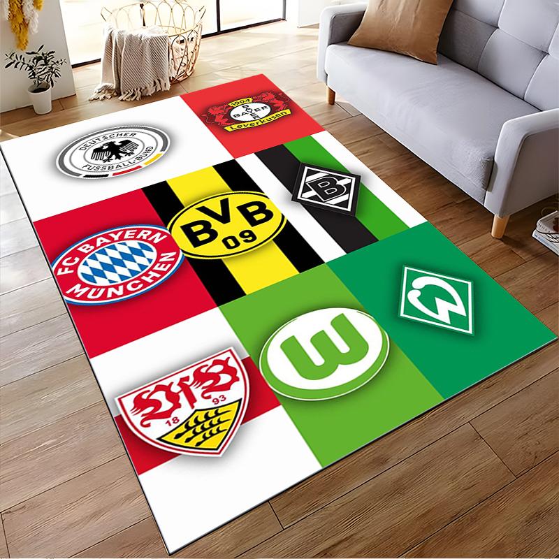"German Football Club Logos Rug Design" Non-slip rug suitable for living room and bedroom sofas.
