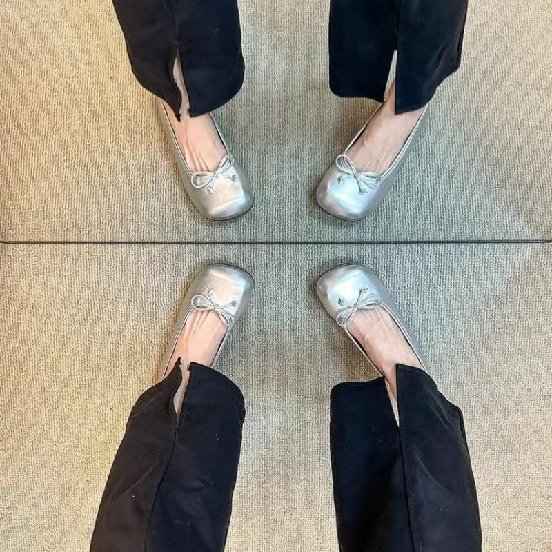 Балетки, женские туфли на плоской подошве, удобные нескользящие женские лоферы, кожаные туфли на плоской подошве, элегантные женские туфли на одинарной подошве с бантом, обувь для мам