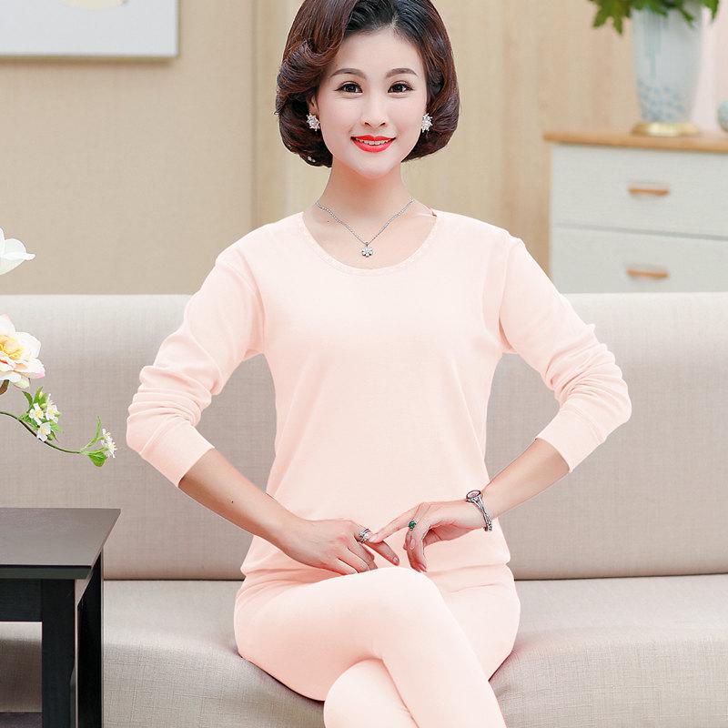 Womens Size Plus Warm Cotton Long Johns Set Autumn Grandma Style