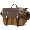 Vintage Leather Canvas Women's Men's Messenger Bag - Crossbody Shoulder Sling Casual Bag