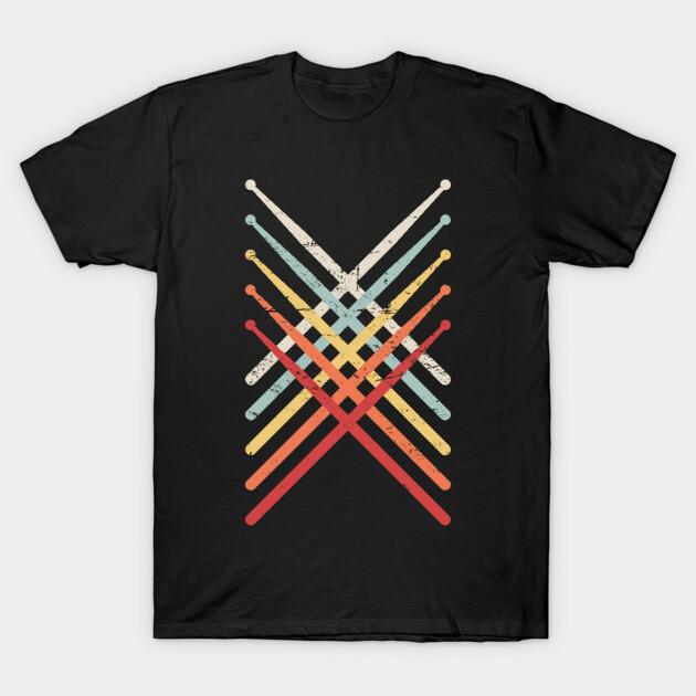 Asian Size Cotton Unisex Tshirt Print T-shirt Retro Vintage Percussion Drum Sticks | Marching Band T-shirt No-Cut Print Regular Fit