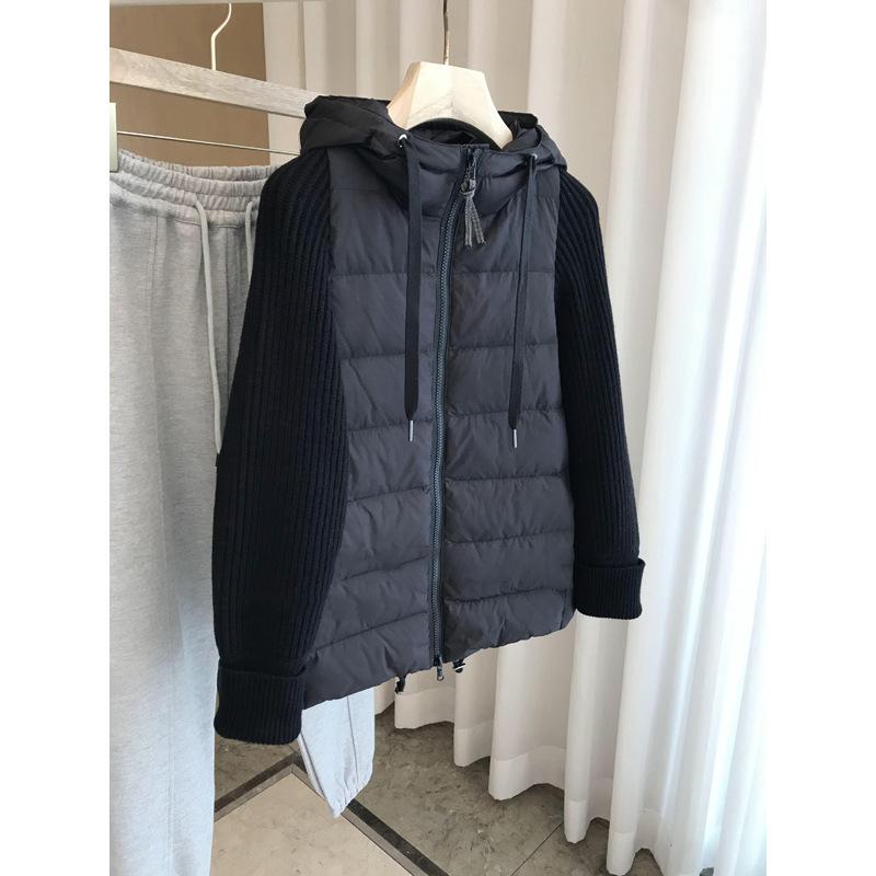 Дизайн меньшинства Бай Да Гао Теплая куртка с капюшоном, вязаная, на хлопковой подкладке, женская