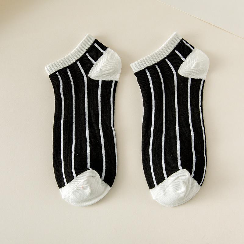 5 пар женских носков до щиколотки черного и белого цвета, удобные милые короткие носки, женские чулки и чулочно-носочные изделия