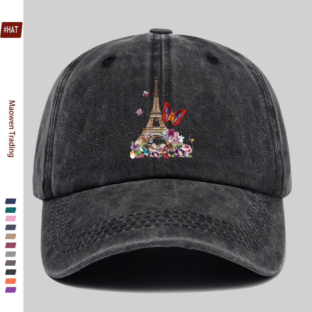 pc Eiffel Tower And Butterfly Pattern Design Printed Baseball Cap Suitable for Casual Travel Party Wear And Decoration Hat Tr