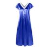 Women Nightgown Lace Trim V Neck Short Sleeves Solid Color Satin Dress Sleep Gown Pajamas Sexy Loose Long Nightdress Sleepwear