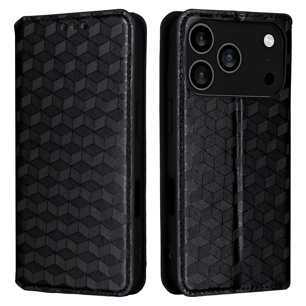 For iPhone 17 Pro Case Wallet Rhombus Imprinted Leather Phone Cover