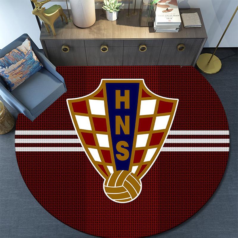 Croatia National Football Team Round Area Rug,Carpet Rug for Living Room Bedroom Sofa Playroom Decor,Non-slip Floor Mat