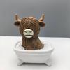Милая фигурка горной коровы, статуэтка горной коровы из смолы для ванной/чтения, шотландское украшение с крупным рогатым скотом для дома, кухни, многоярусного подноса, настольного декора