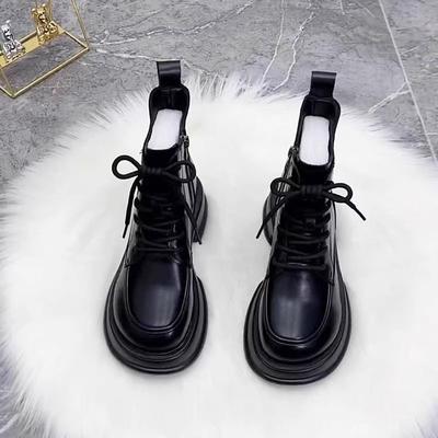 Женские ботинки Мартин на толстой подошве осень-зима 2025 новая мода с круглым носком на подошве-маффин универсальные короткие ботинки в британском стиле модные ботинки