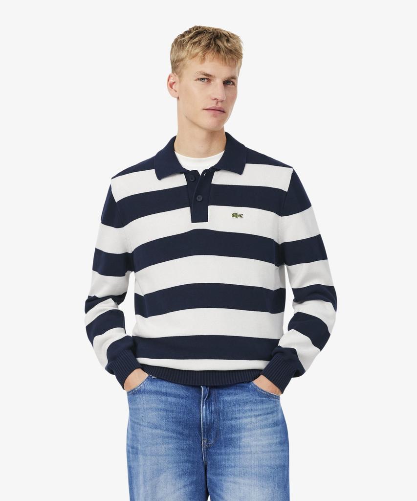 LACOSTE Men'S Bold Stripe Cotton Sweater Polo Shirt Ah0488-56N Hhw