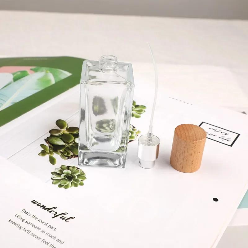 1 шт., 30 мл, 25 мл, крышка из дерева бука и ореха, портативная высококачественная парфюмированная стеклянная распылительная бутылка, замена большой емкости