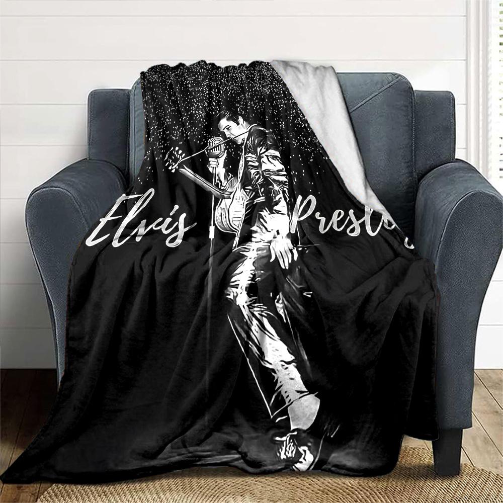 1pc Elvis Presley Soft Flannel All-Season Throw for Home, Office, Outdoor UseDurable Comfort 100575
