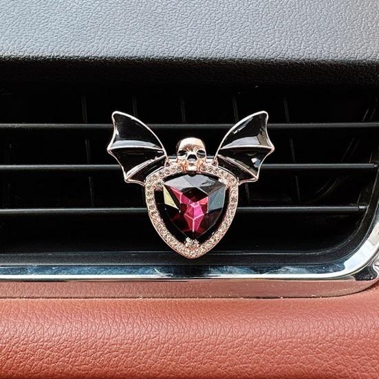 Автомобильный зажим для вентиляции в форме летучей мыши в форме черепа, декор со стразами, автомобильный освежитель воздуха, зажим для духов, ароматерапии